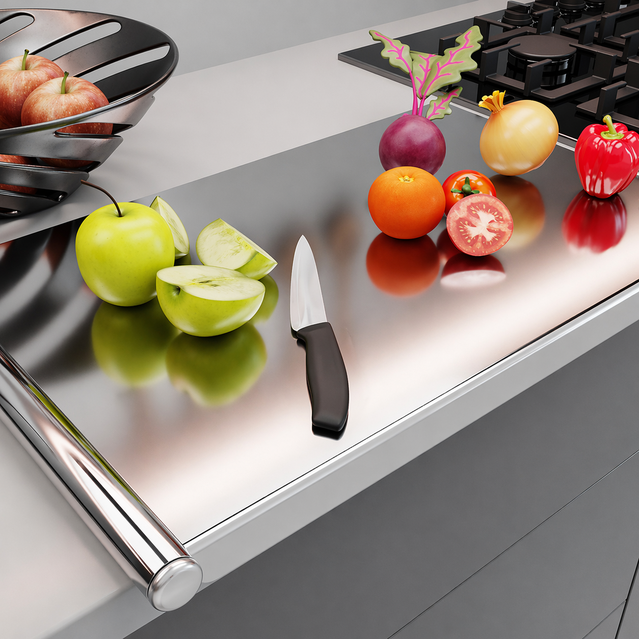 Stainless Steel Chopping Board Double Sided Cutting Board for Kitchen