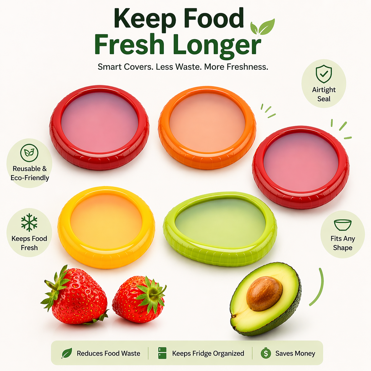 Reusable Silicone Stretch Lids – Keep Food Fresh Longer