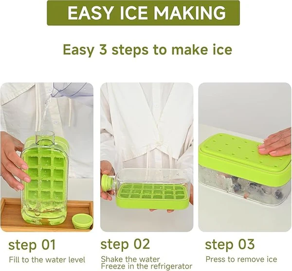 2-in-1 Ice Cube Bottle (800ml) with Built-in Ice Tray & Straw | Leakproof Summer Water Bottle