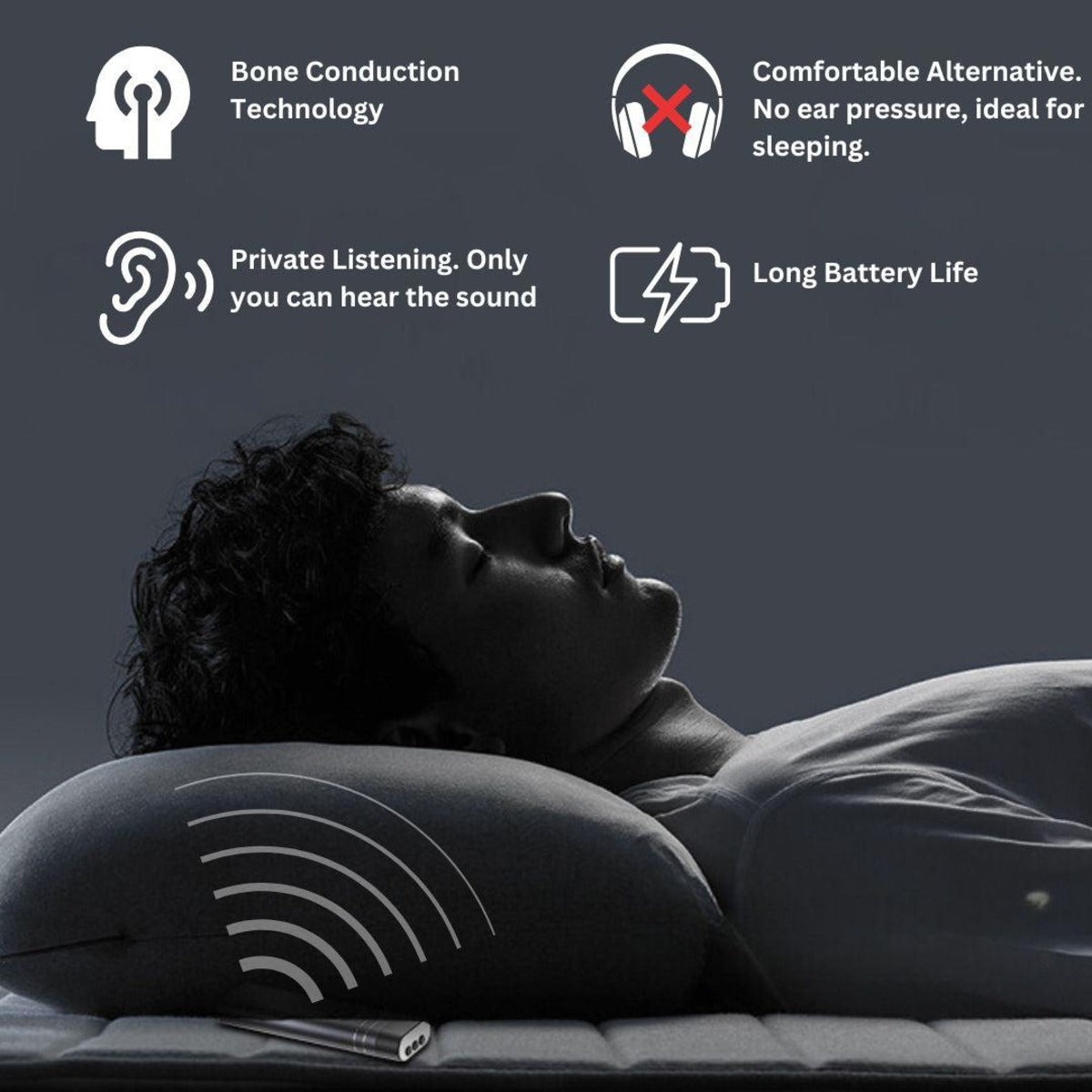 Bone Conduction Pillow Speaker | Bluetooth Under-Pillow Sleep Speaker for Private Audio & Deep Sleep