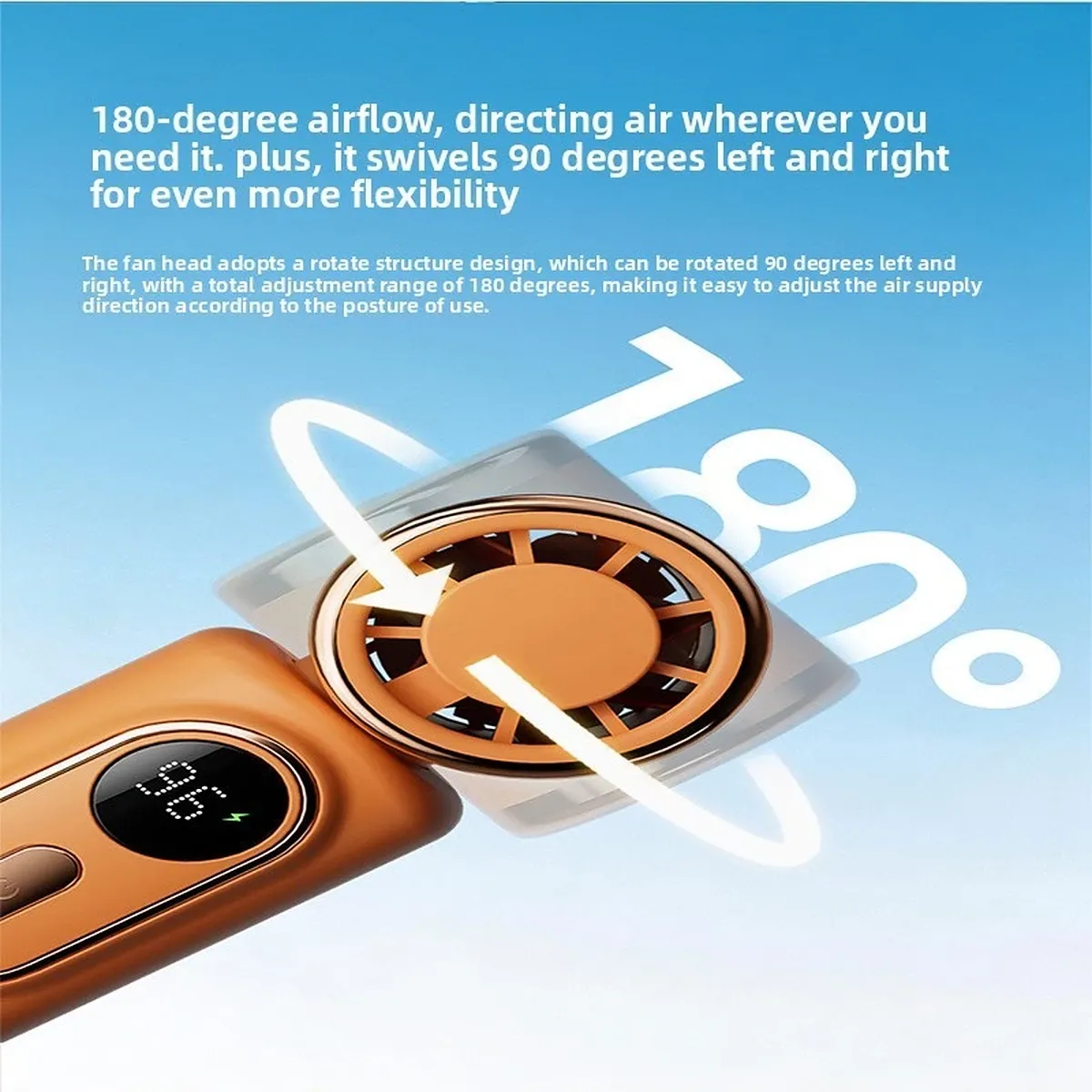 Portable Clip-On Mini Fan with 180° Rotation | USB Rechargeable | Lightweight Cooling Fan for Travel, Office & Outdoors