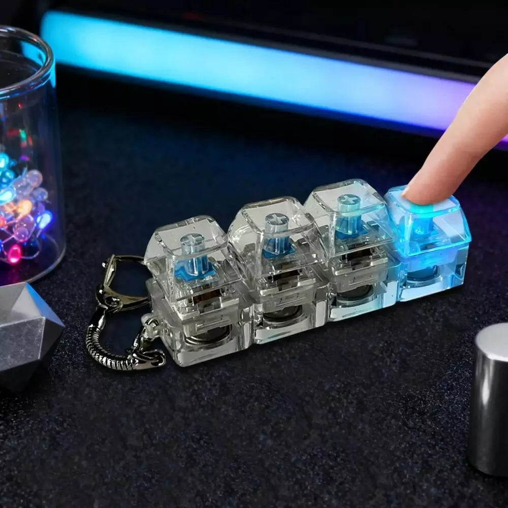 Mini Mechanical Keyboard Fidget Keychain 4 Clicky Switch Stress Relief Toy