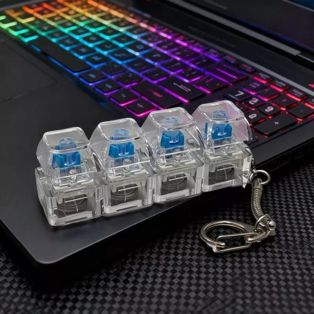 Mini Mechanical Keyboard Fidget Keychain 4 Clicky Switch Stress Relief Toy