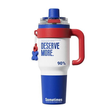 Premium 1250ML Insulated Travel Mug with Handle & Straw | Large Capacity Thermal Tumbler