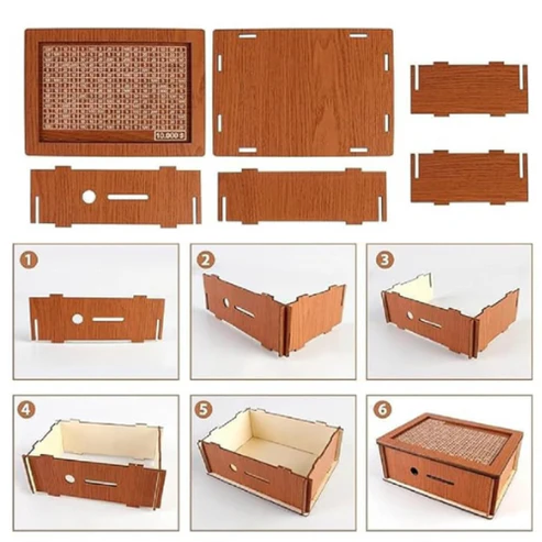 Wooden Piggy Bank Savings Box with Carved Design | DIY Money Saver Coin Bank for Kids & Adults